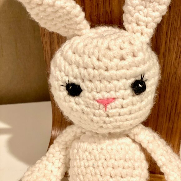 Vintage Handmade Crochet Bunny Plush Doll 12" Tall - Adorable Gift Idea - Picture 7 of 7